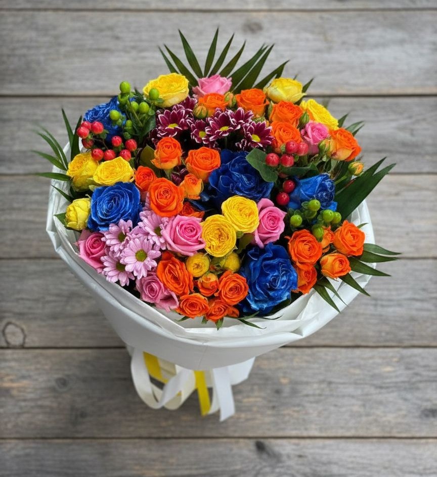 Букет цветов из: Розы и Хризантемы в Веселом