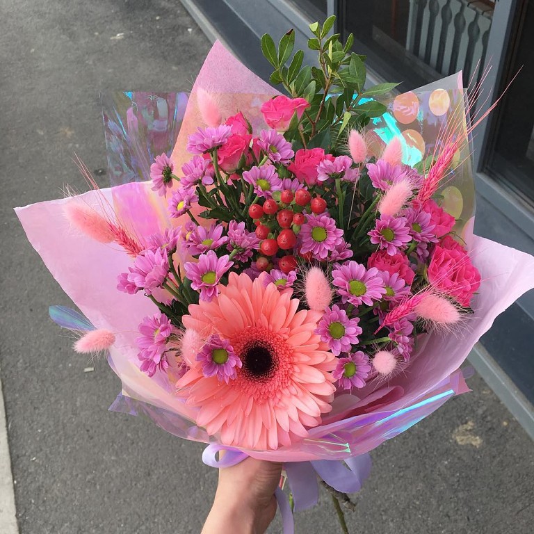 Букет цветов из: Розы, Герберы и Хризантемы в Веселом