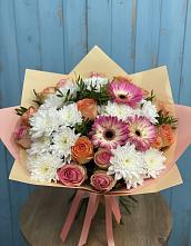 Букет цветов из:  Розы, Герберы и Хризантемы в Веселом