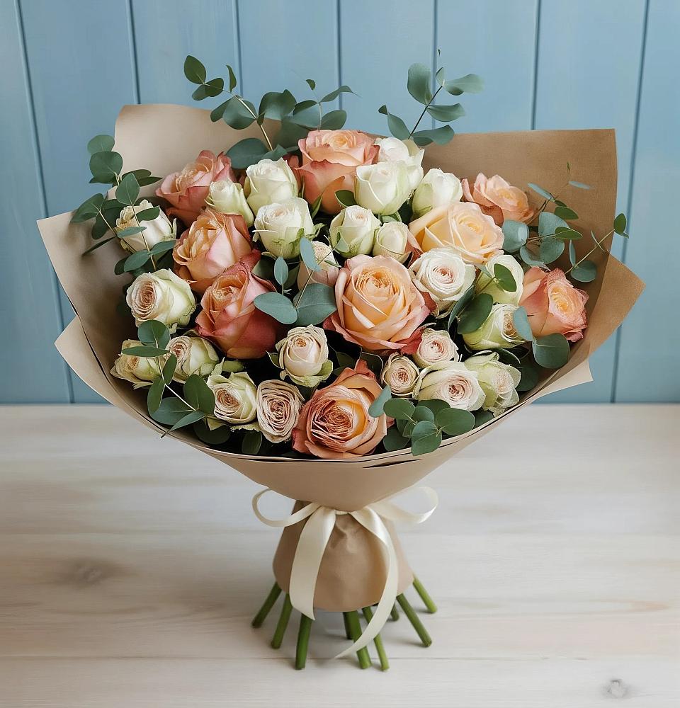 Букет цветов из: Альстромерии и Розы в Веселом