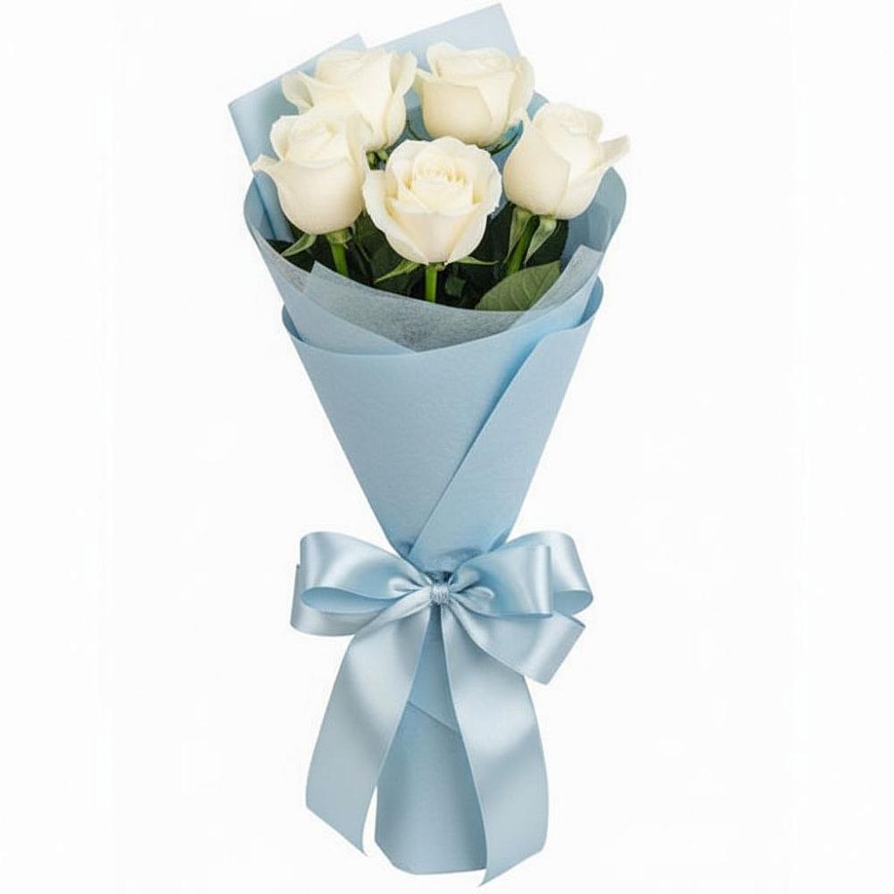 Букет 5 Белых роз Проуд в Веселом