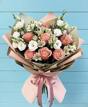 Букет цветов из:  Розы, Альстромерии и Лизиантусы в Веселом