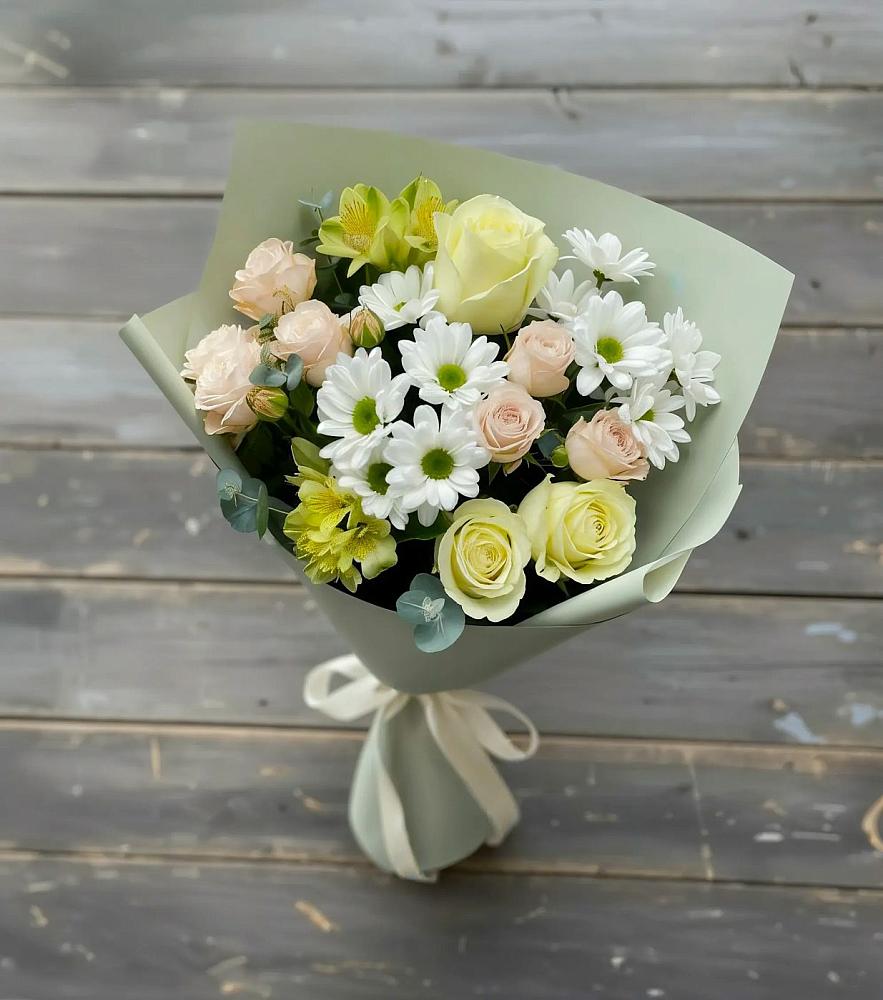 Букет цветов из: Альстромерии, Розы и Хризантемы в Веселом