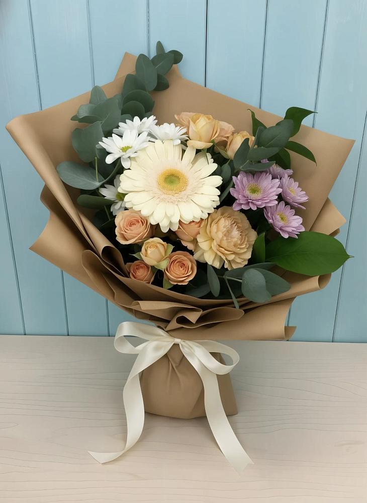 Букет цветов из: Герберы и Хризантемы в Веселом