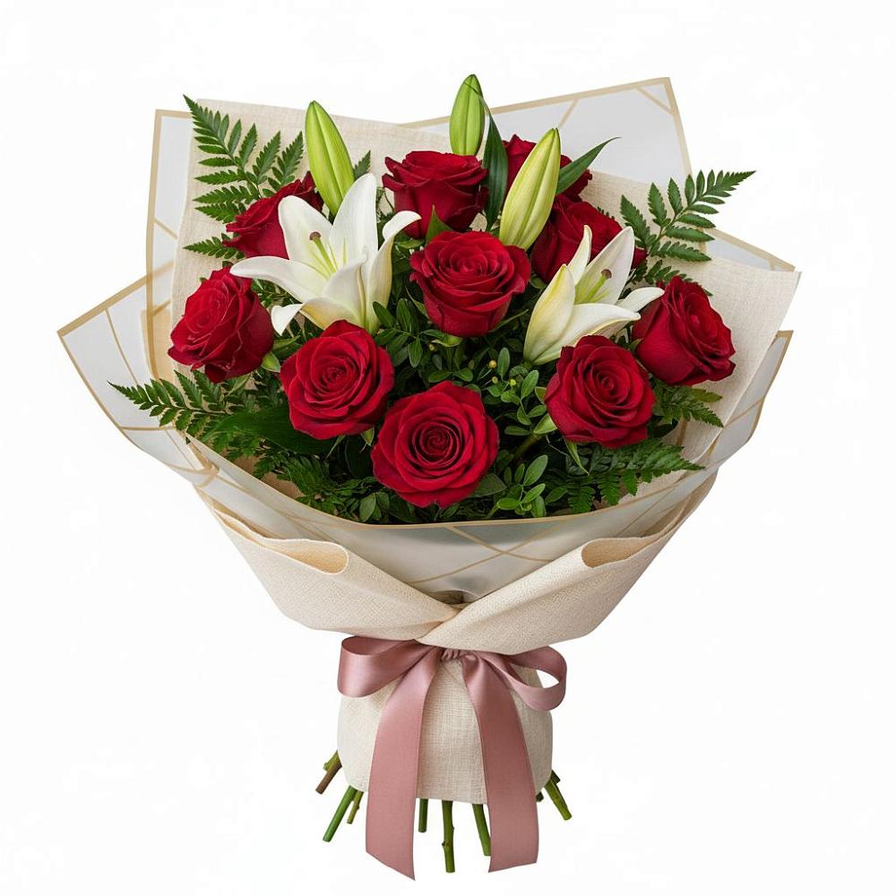 Букет цветов из: Лилии и Розы в Веселом