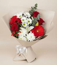Букет цветов из:  Розы, Хризантемы, Герберы и Лилии в Веселом