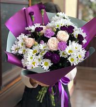 Букет цветов из:  Хризантемы, Гвоздики и Розы в Веселом