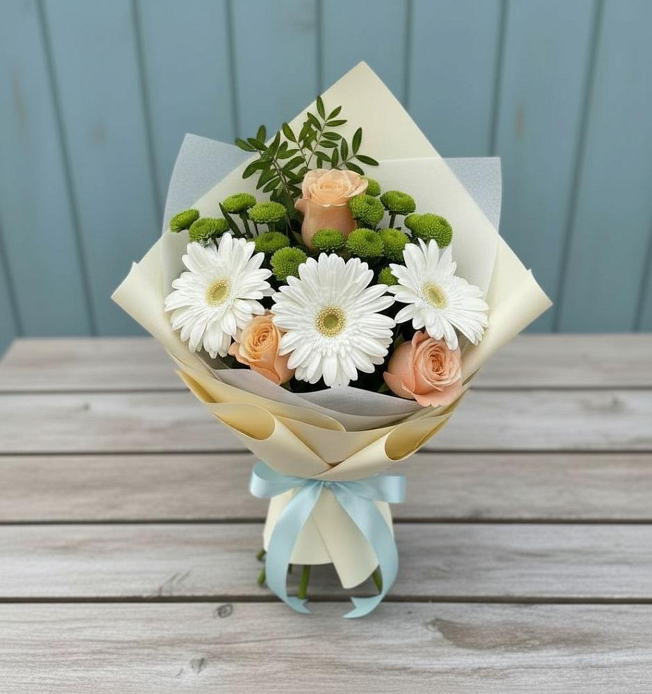 Букет цветов из: Герберы, Розы и Хризантемы в Веселом