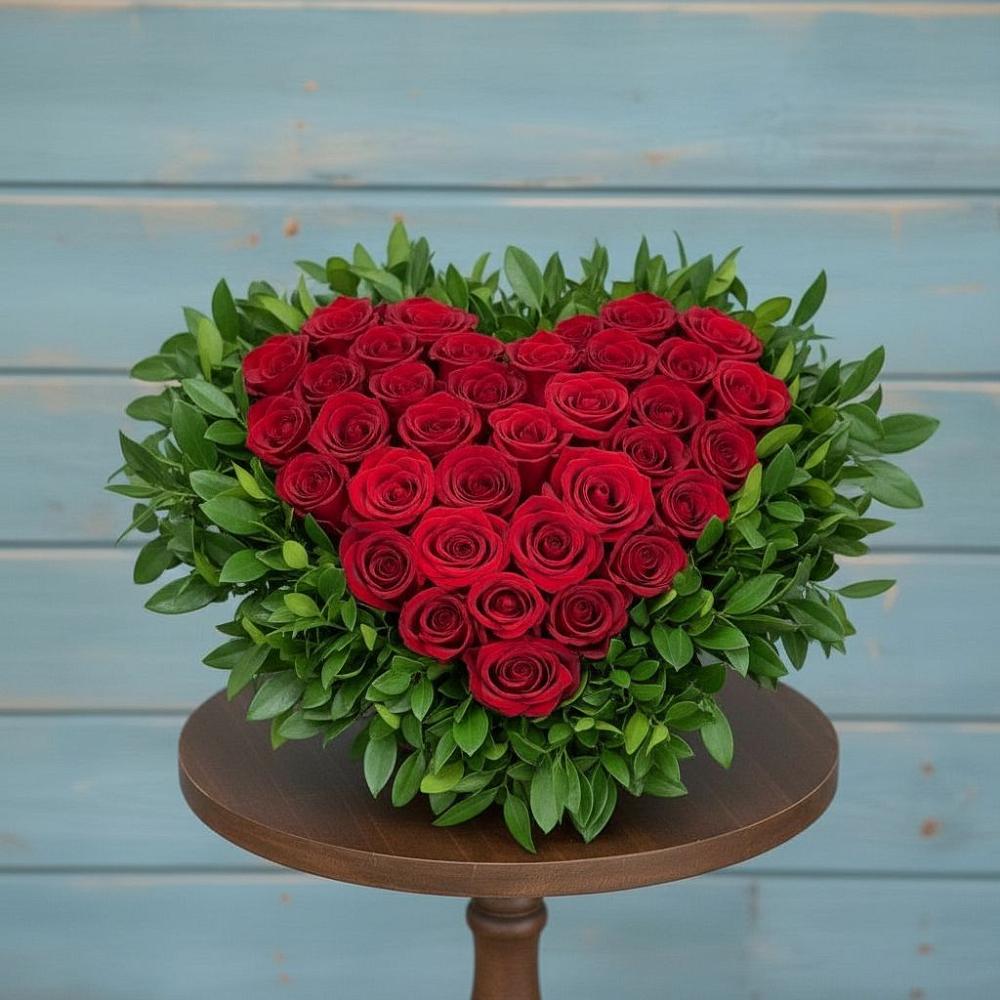 Цветочная композиция из Розы в виде сердца в Веселом