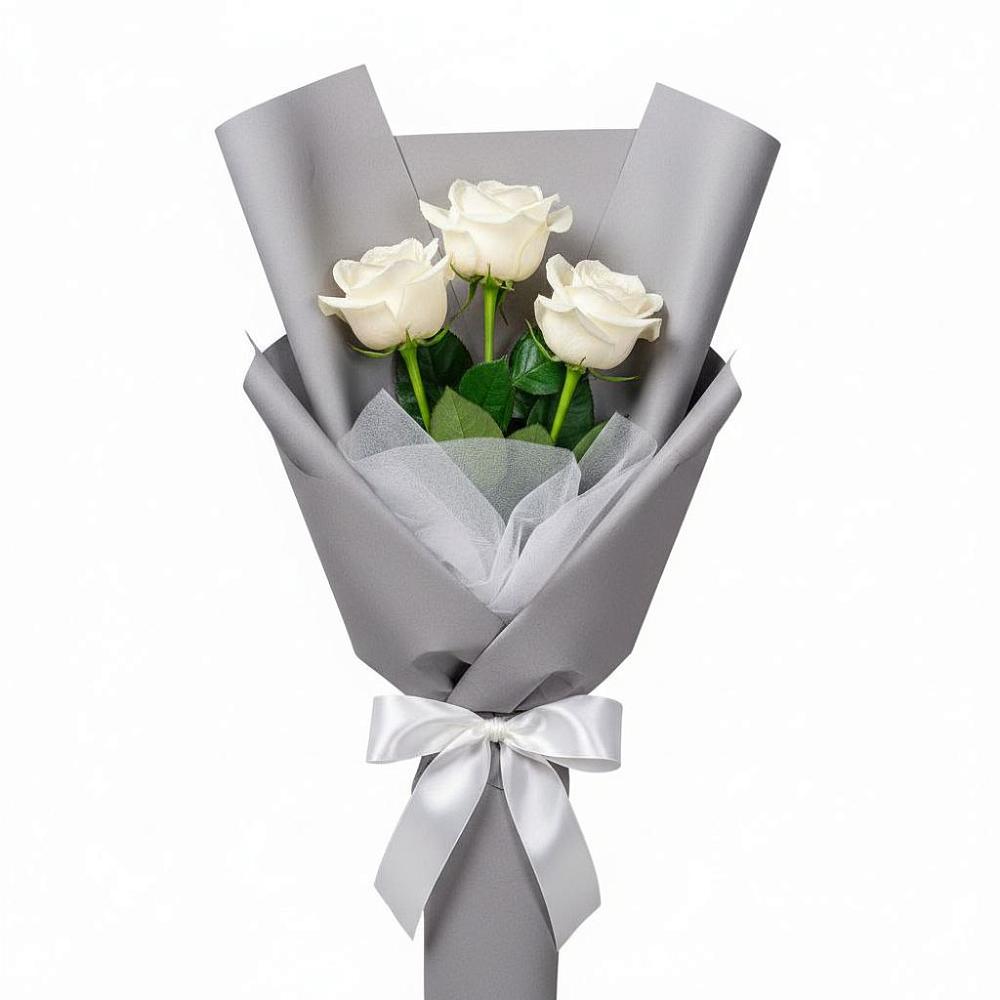 Букет 3 белые розы в Веселом