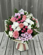 Букет цветов из:  Альстромерии, Гвоздики, Розы и Хризантемы #REPLACE_PRED# Веселом