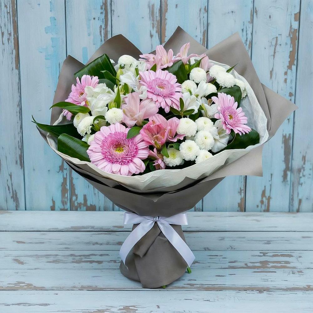 Букет цветов из: Герберы, Альстромерии и Хризантемы в Веселом